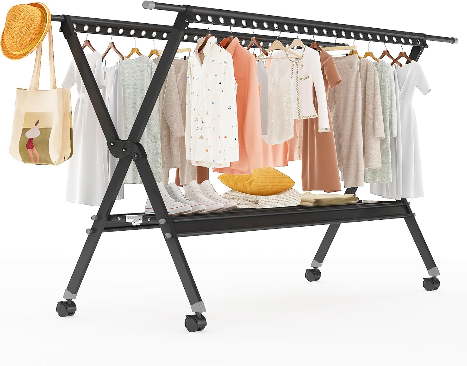 Portable Laundry Drying Rack with Wheels