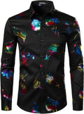 ZEROYAA Golden Rose 3D Floral Shirt for Men - Unique Fashion Choice