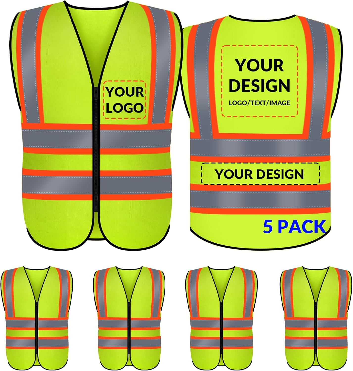 Custom Safety Vest with Logo for High Visibility Workwear