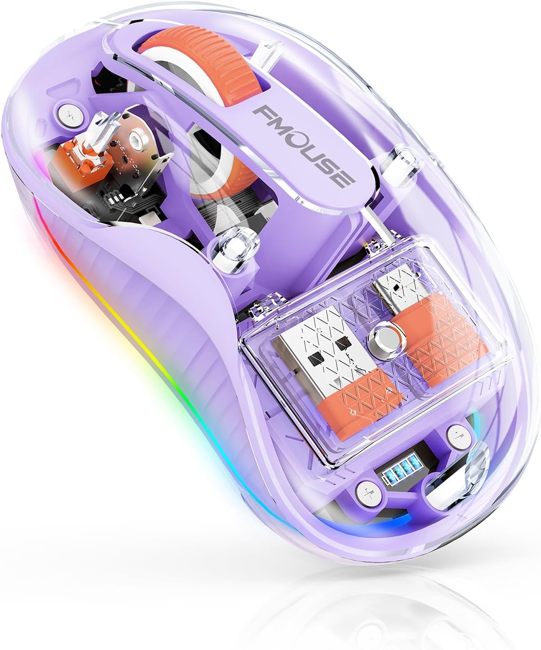 Enchanting Purple Wireless Mouse - Dual Bluetooth, USB-C, Rechargeable