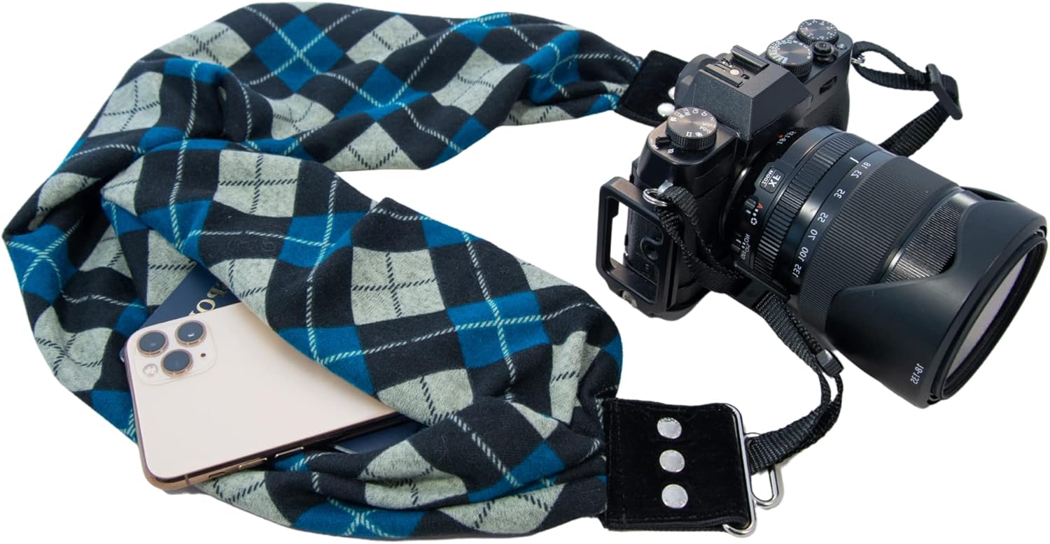 Stylish Scarf Camera Strap with Hidden Pocket for Your Phone