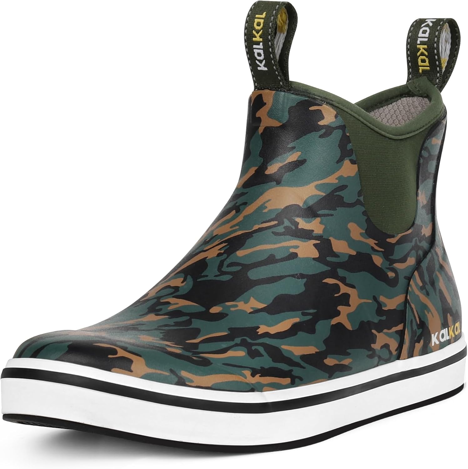 Kalkal Men's Deck Boots Waterproof Rubber Ankle Fishing Boots