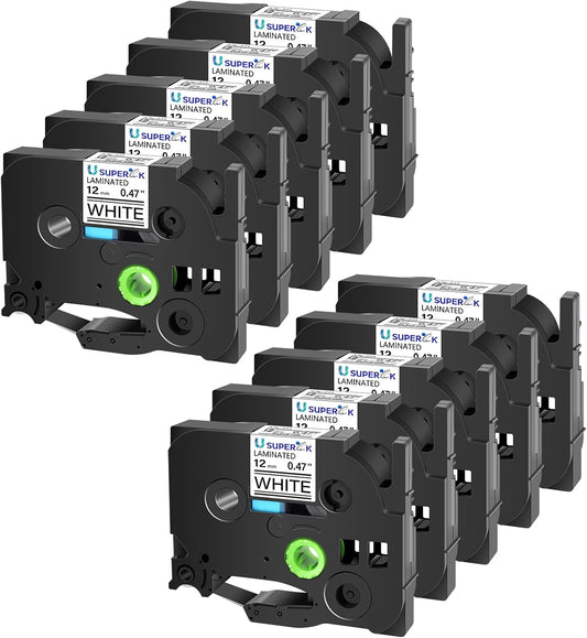 10 Pack Compatible Laminated Label Tape for Ptouch Label Makers