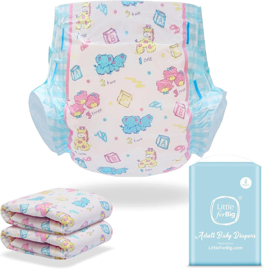 Littleforbig Vintage Baby Pattern Diapers x2 - Size Medium