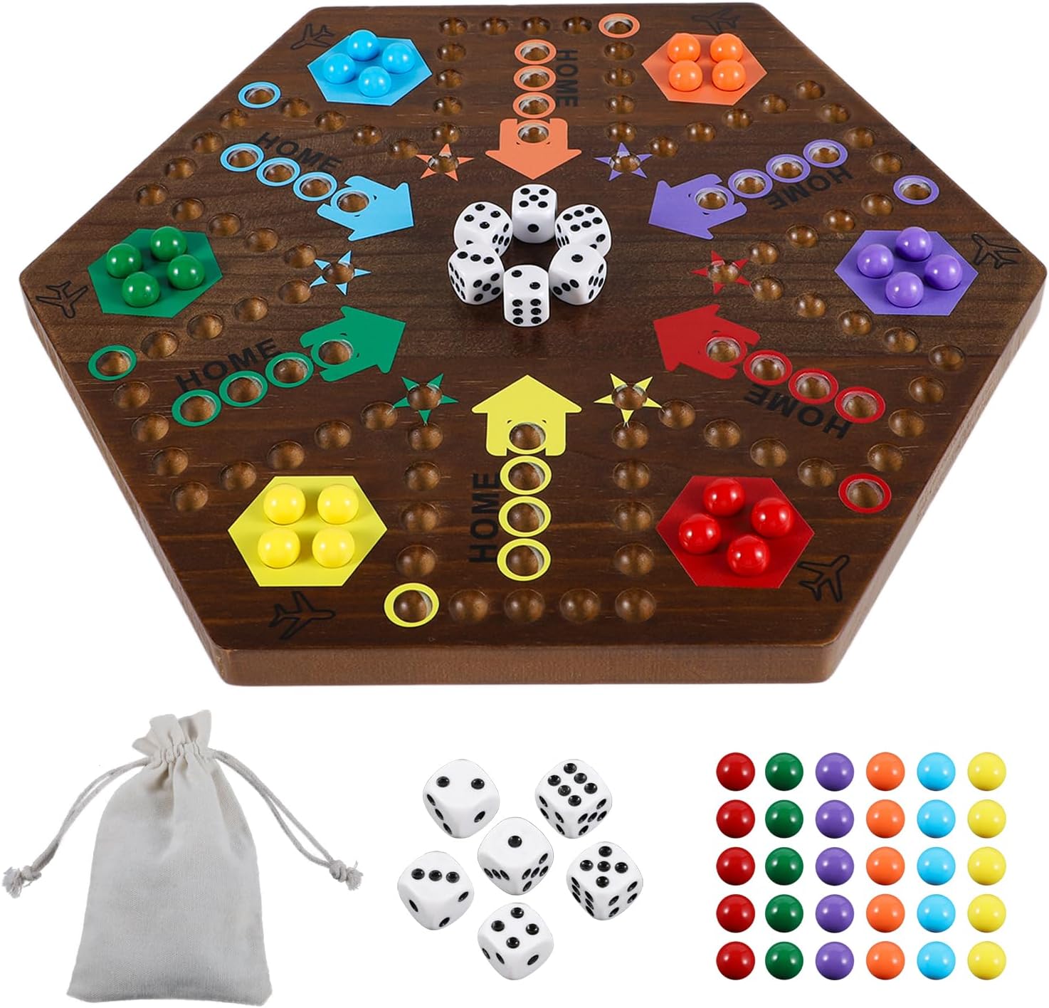 Wahoo Marble Board Game for 4 or 6 Players - Fun Family Game