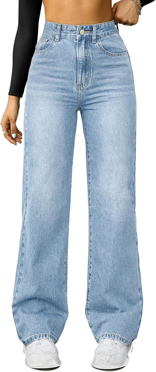 High Waisted Wide Leg Boyfriend Jeans for Women - Trendy Style