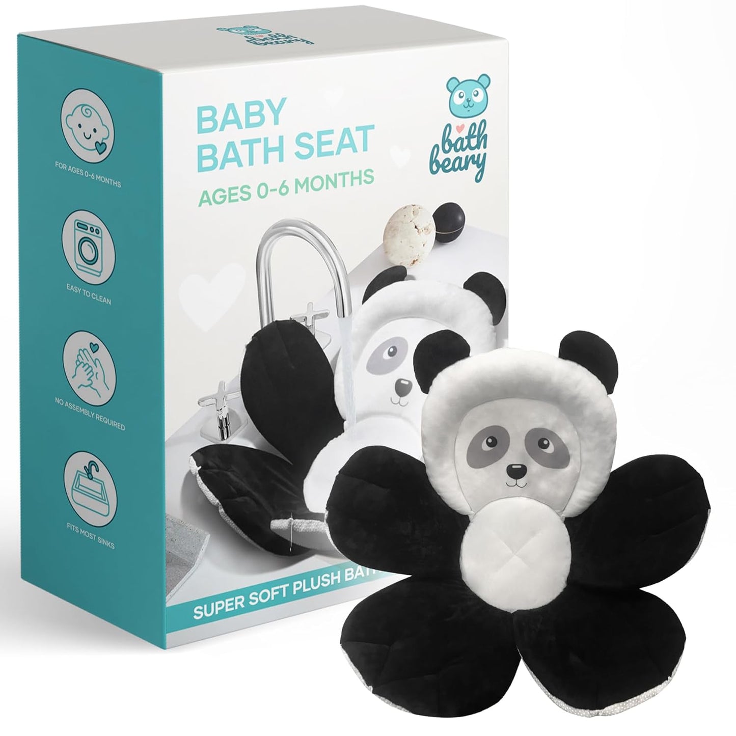 Panda Bear Baby Bath Cushion - Soft & Washable for Cozy Baths