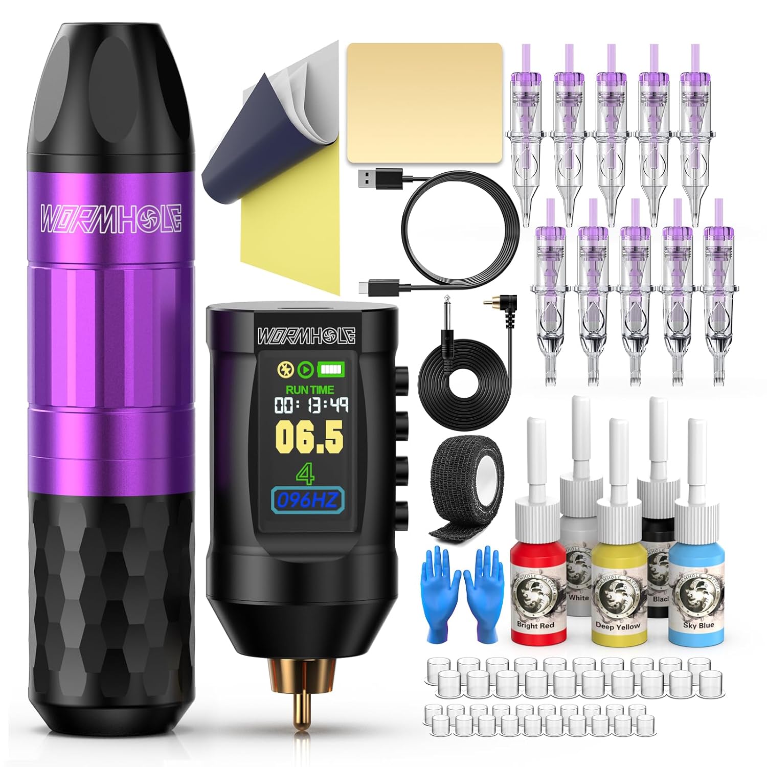 Wormhole Tattoo Gun Kit Wireless Machine for Artists Complete Set