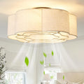 Caged Ceiling Fan with Lights 20in Flush Mount - Boho Low Profile