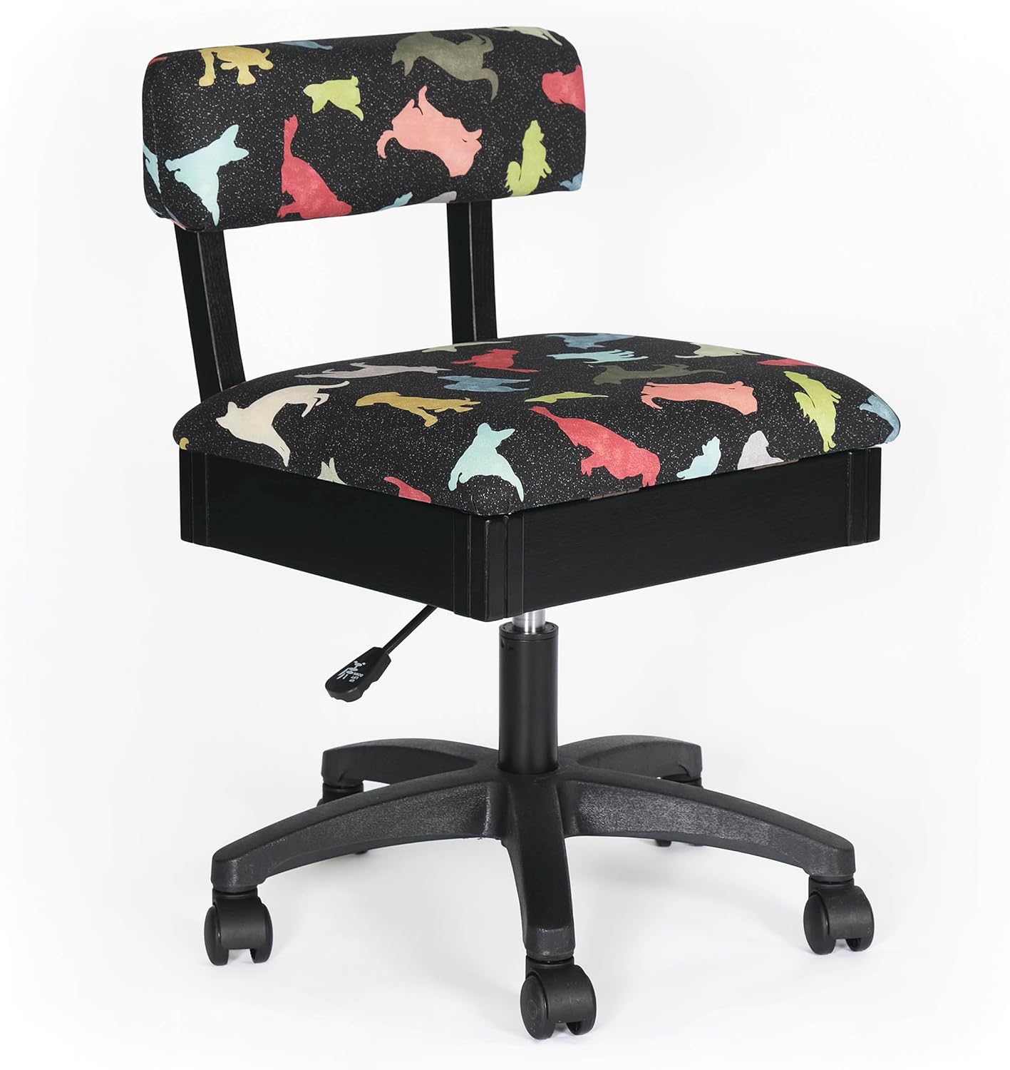 Adjustable Height Hydraulic Sewing Chair with Good Dog Print
