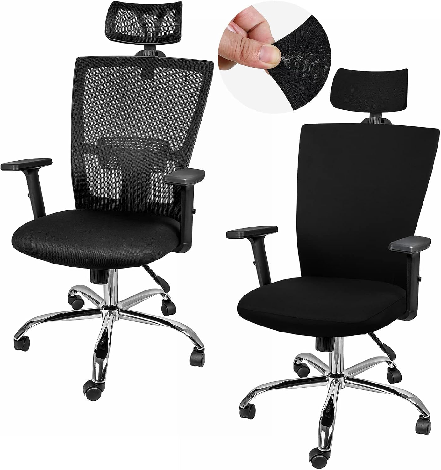 Stretchy Black Office Chair Cover - Protects, Pets-Friendly