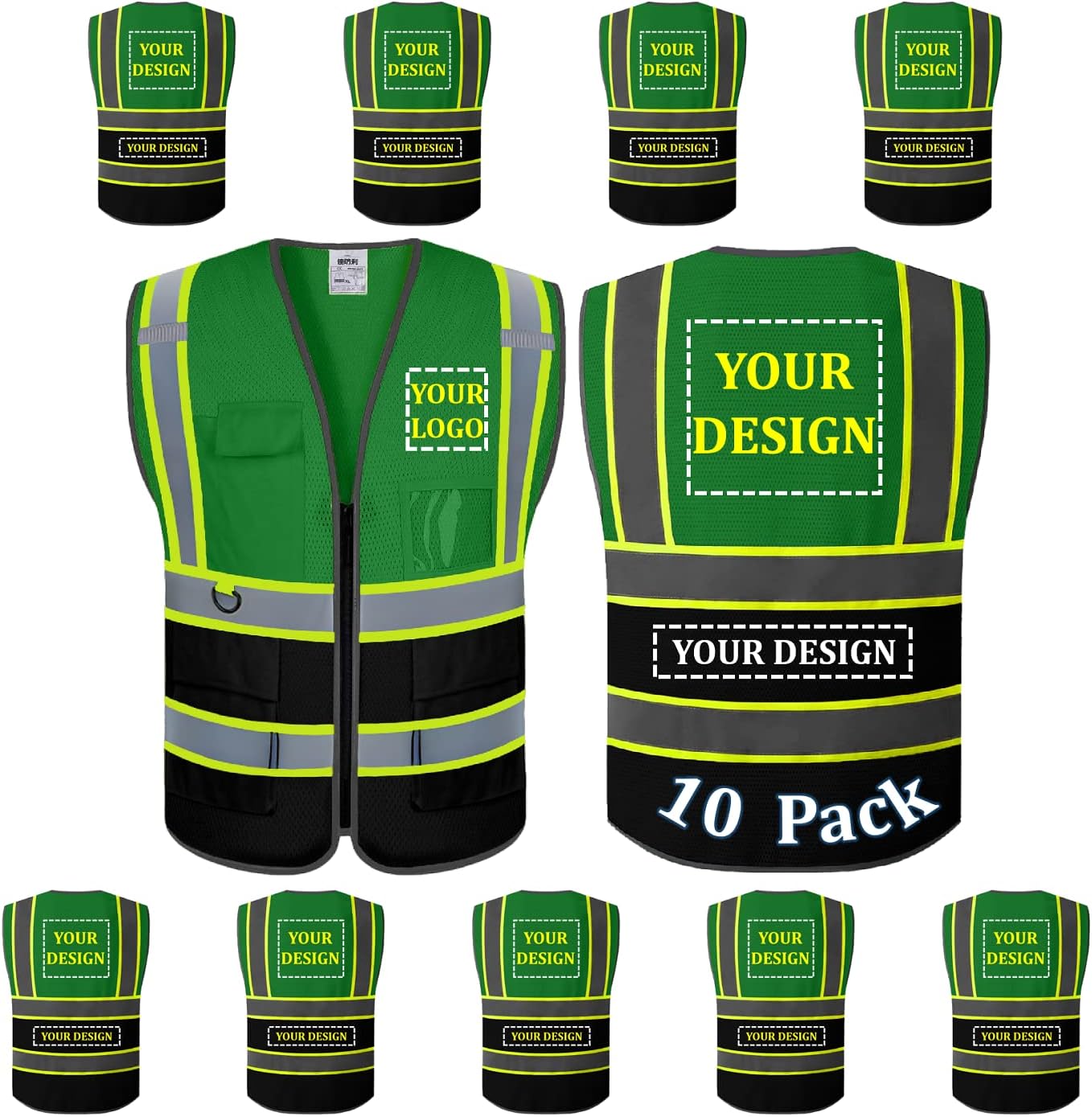 Custom Safety Vest with Pockets for High Visibility Workwear