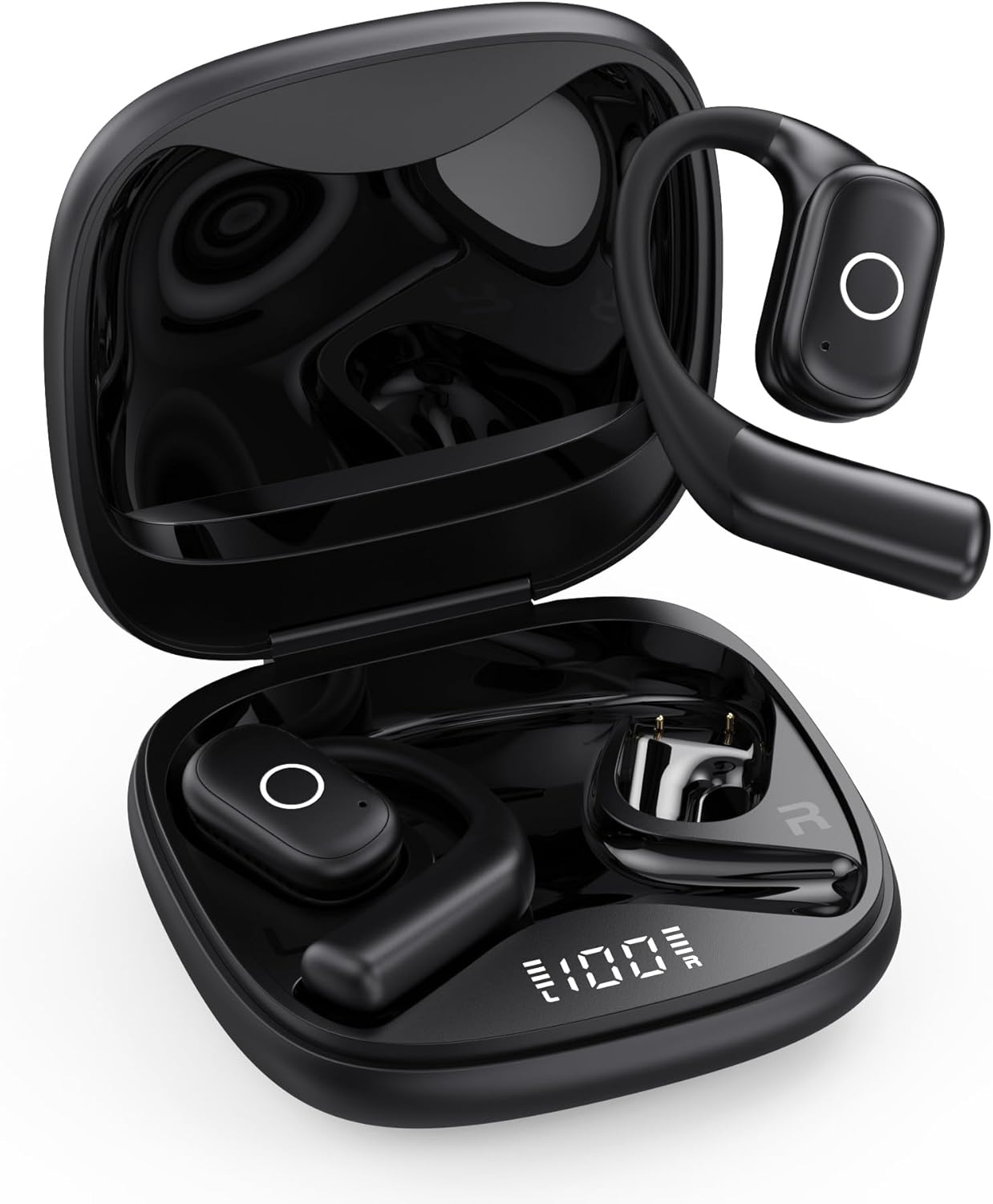 80Hrs Playtime Wireless Earbuds w/ Earhooks for Running
