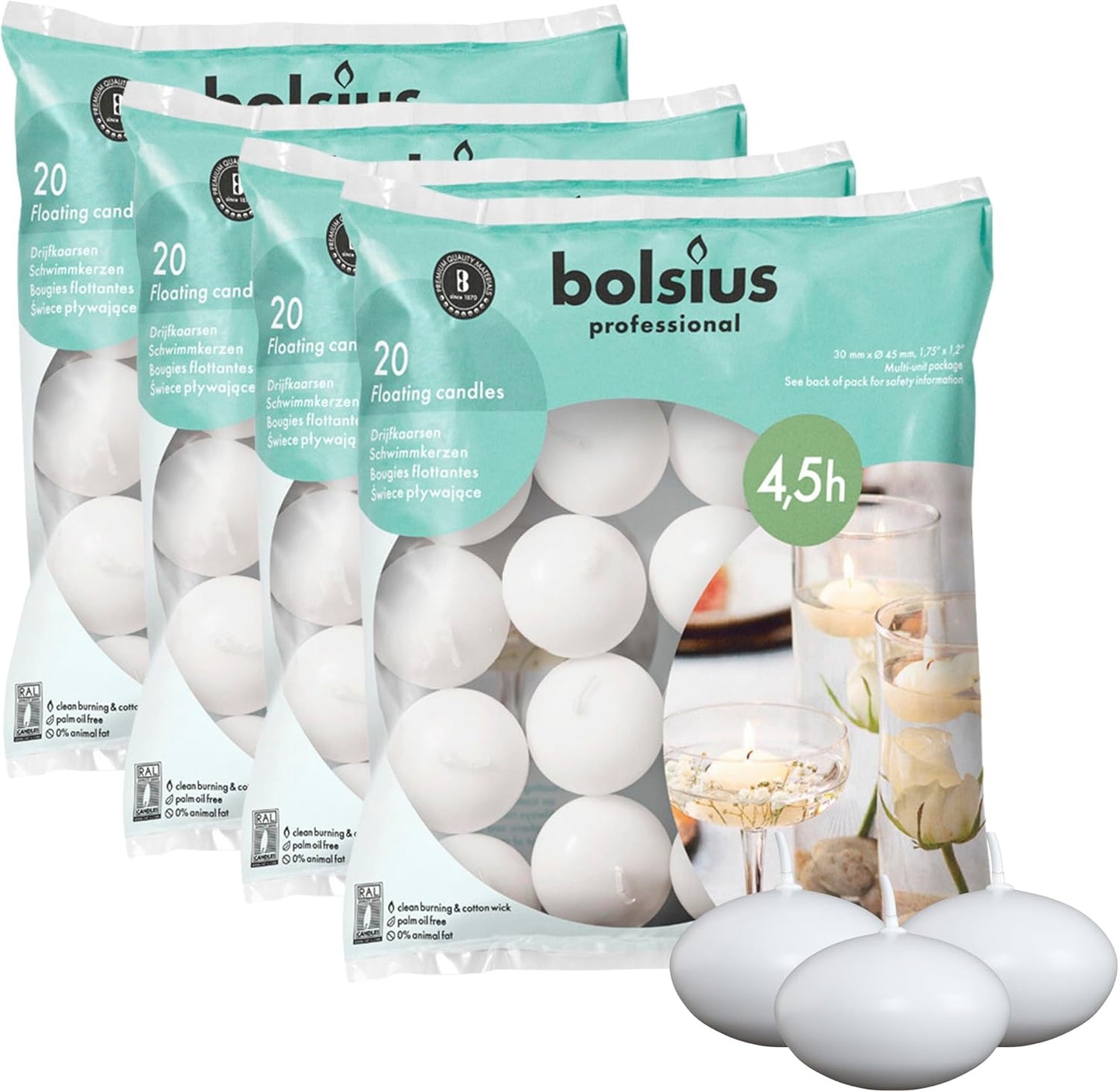 Bolsius Unscented Floating Candles Set of 20 for Elegant Events