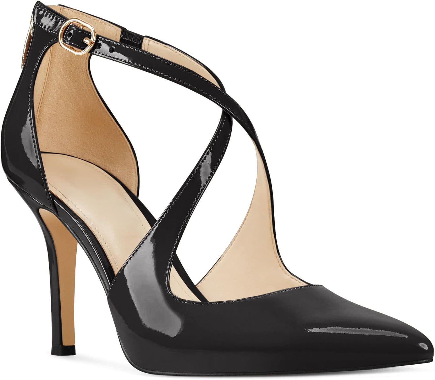 Minshluu Womens Pumps High Heels with Crossed Strap Design