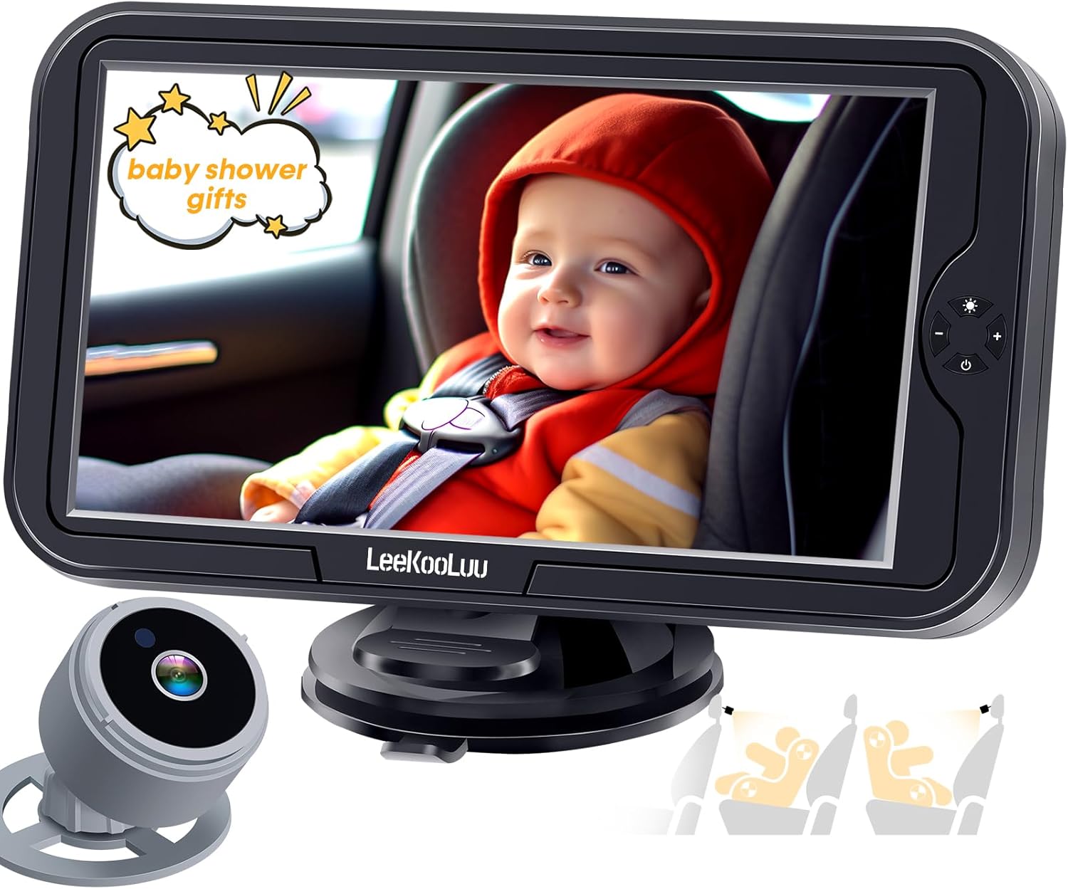 Crystal Clear Baby Car Cam - Night Vision, 360 Rotation