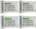 Kastar NB-13L 4-Pack Replacement Camera Batteries - High Capacity