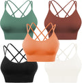 Cross Back Sport Bras Padded Strappy Criss Cross Cropped Bras - Low