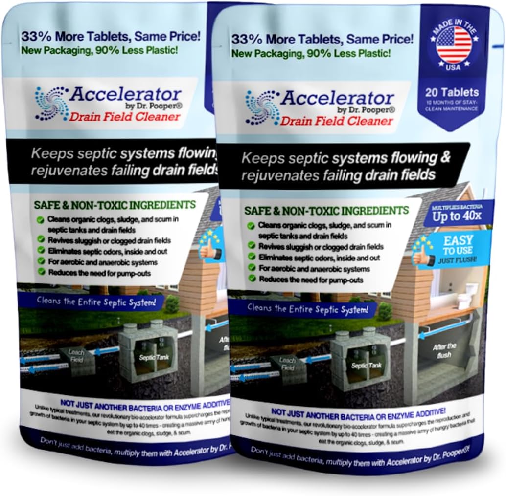 Drain Field Cleaner Tablets - 2-Pack for Clogs & Odor Control