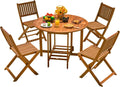 Patio Dining Set for 4 Acacia Wood Bistro Set - Compact Outdoor Dining