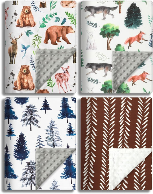 Soft Woodland Baby Blankets - Gender Neutral Animal Print