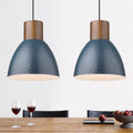 Modern Hammered Pendant Lights 2 Pack Blue Solid Wood - Adjustable