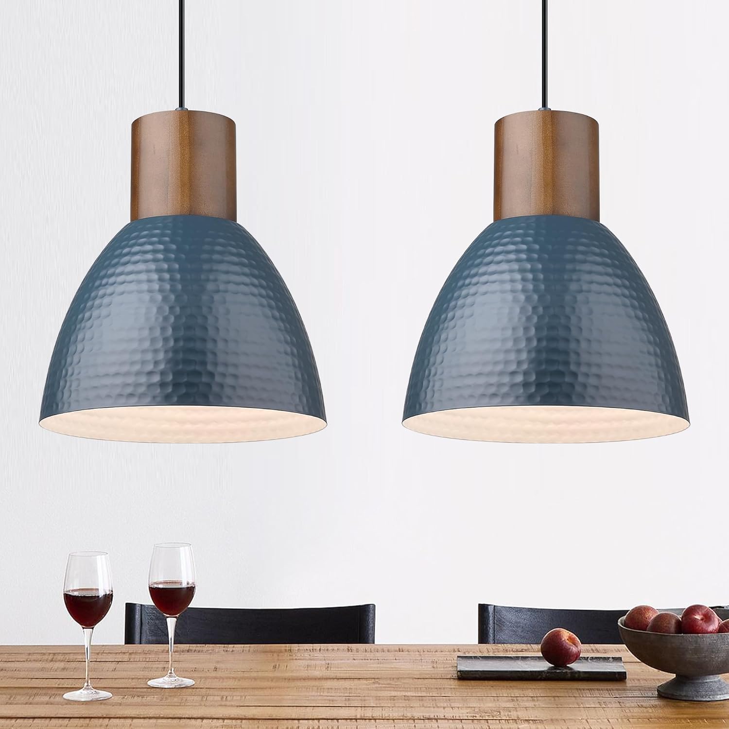 Modern Hammered Pendant Lights with Solid Wood for Home Decor