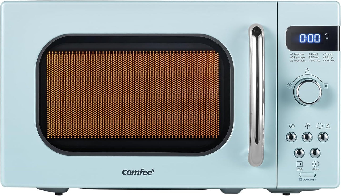 COMFEE' Retro Small Microwave Oven with 9 Preset Menus