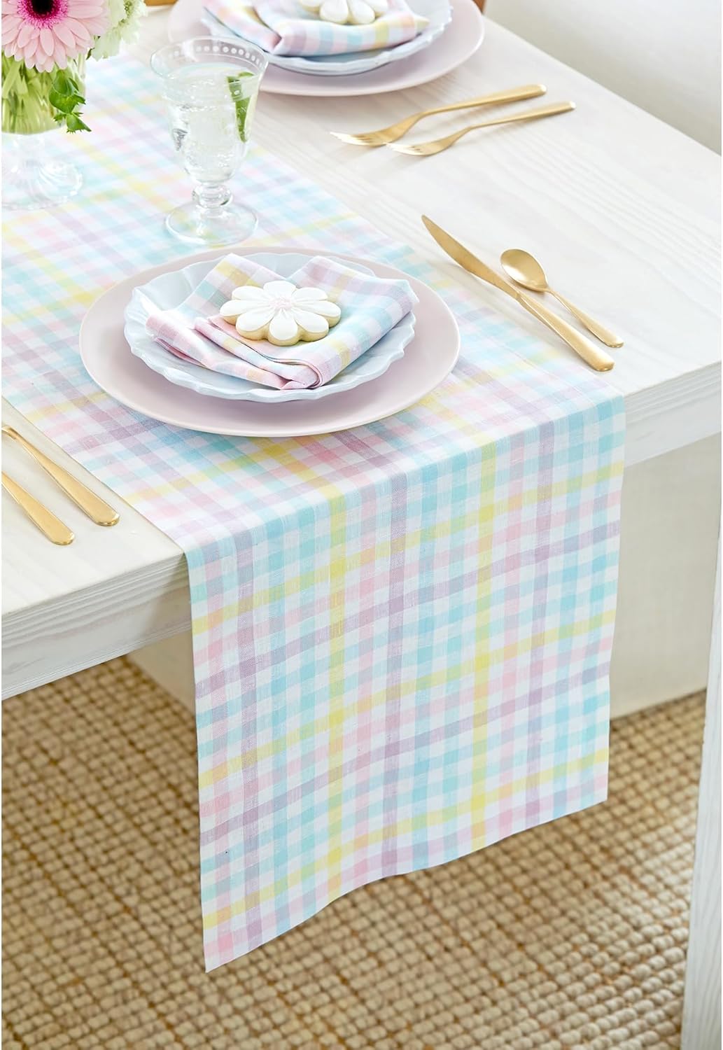 Gingham Check Table Runner 14 x 90 Inch for Stylish Dining
