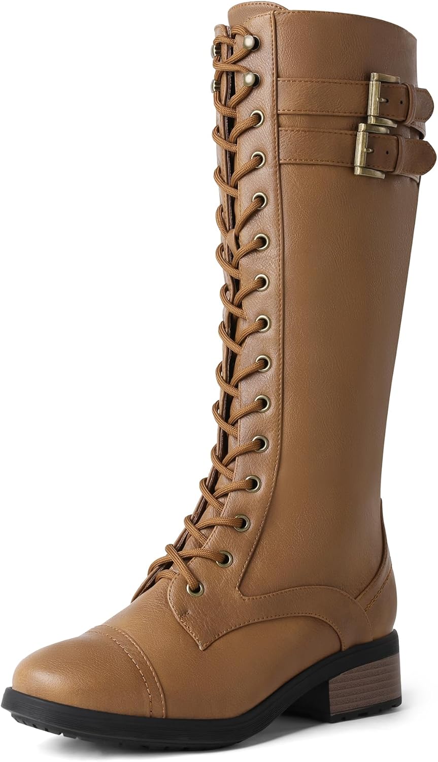 DREAM PAIRS Women's Knee High Riding Combat Boots for Style