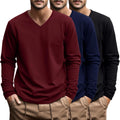 Big and Tall V Neck Long Sleeve Shirts for Men - Comfortable Cotton is