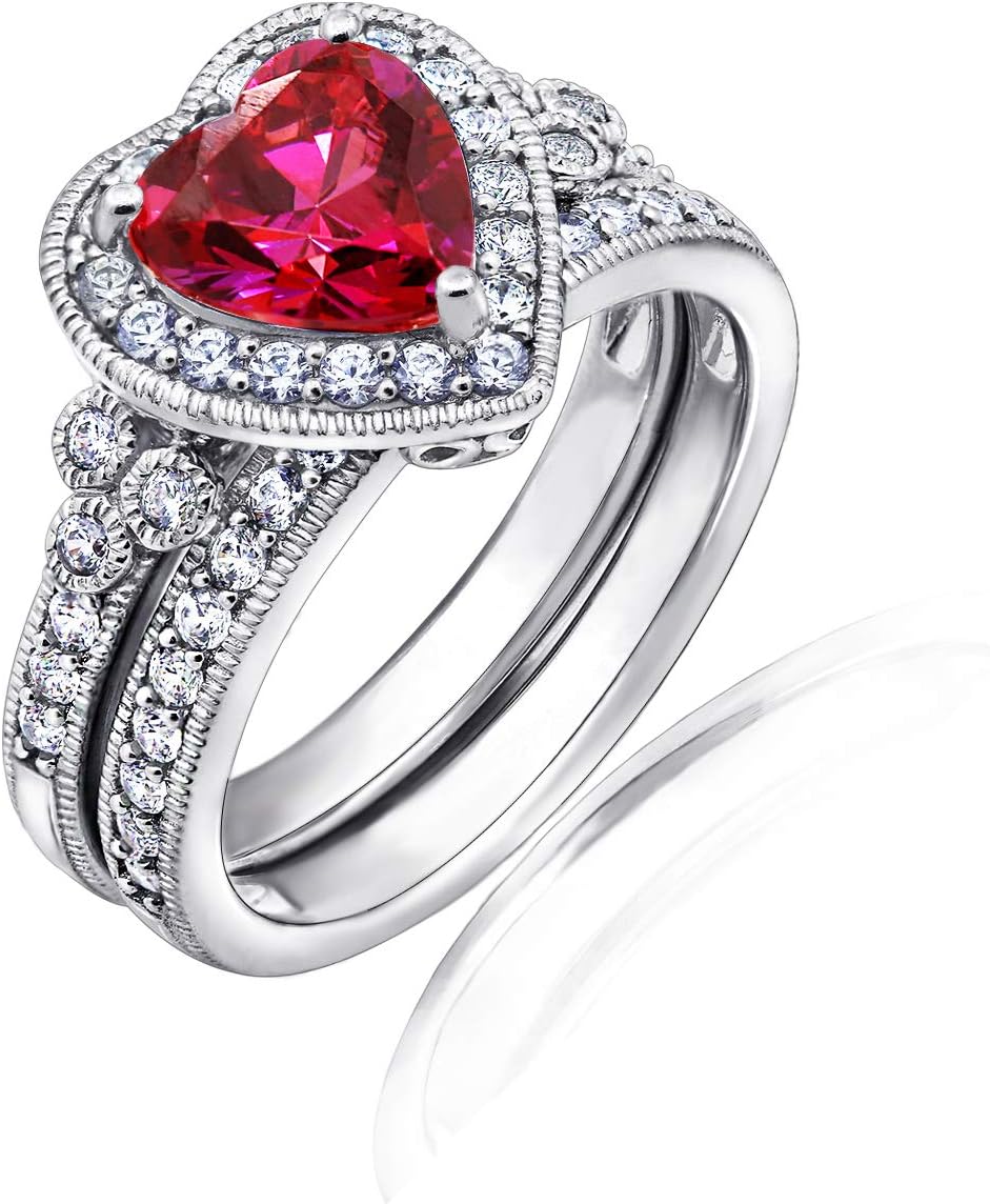 Platinum-Plated Sterling Silver Antique Ring with Cubic Zirconia