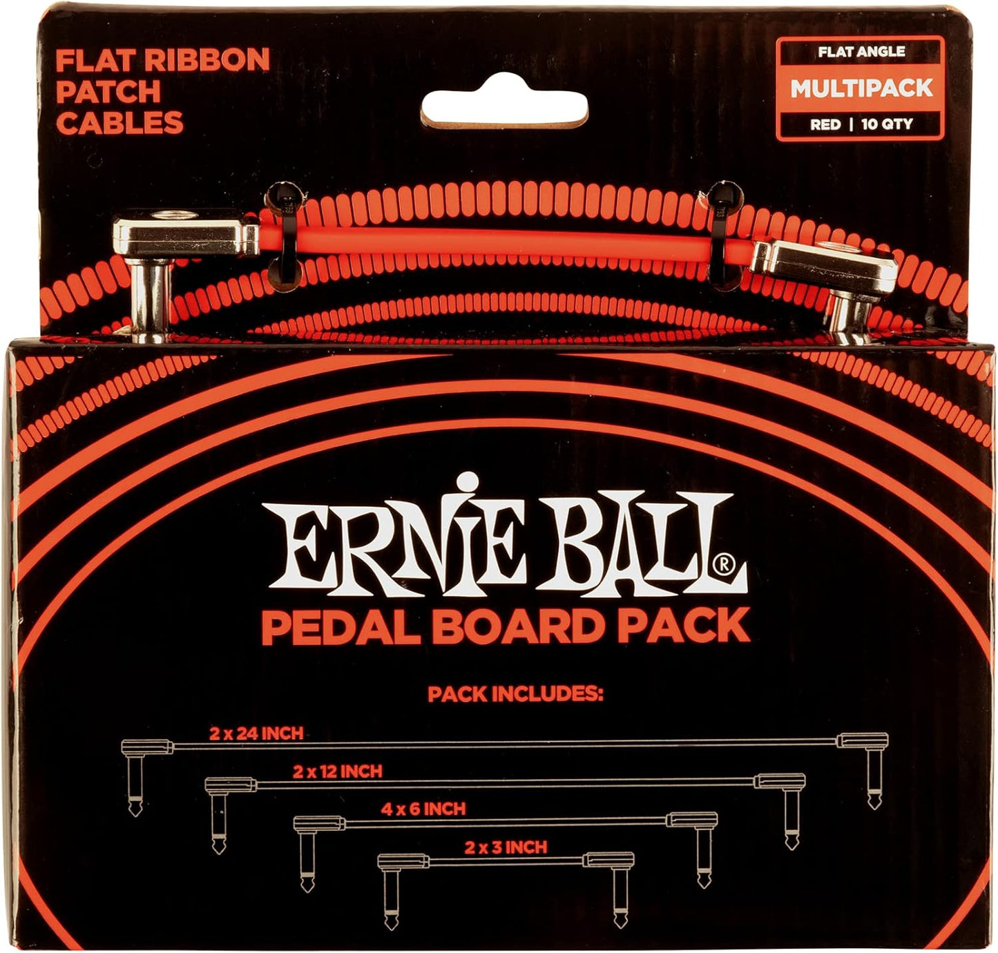 Ernie Ball Flat Ribbon Patch Cables for Pedalboards - Red