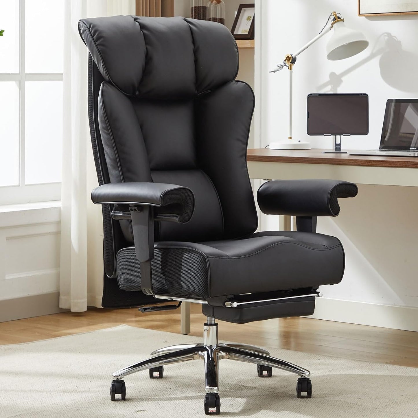 450LBS Big Tall Office Chair with Foot Rest - Ergonomic Comfort