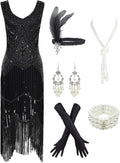 1920s Gatsby Sequin Fringed Paisley Flapper Dress (Style 5B33)