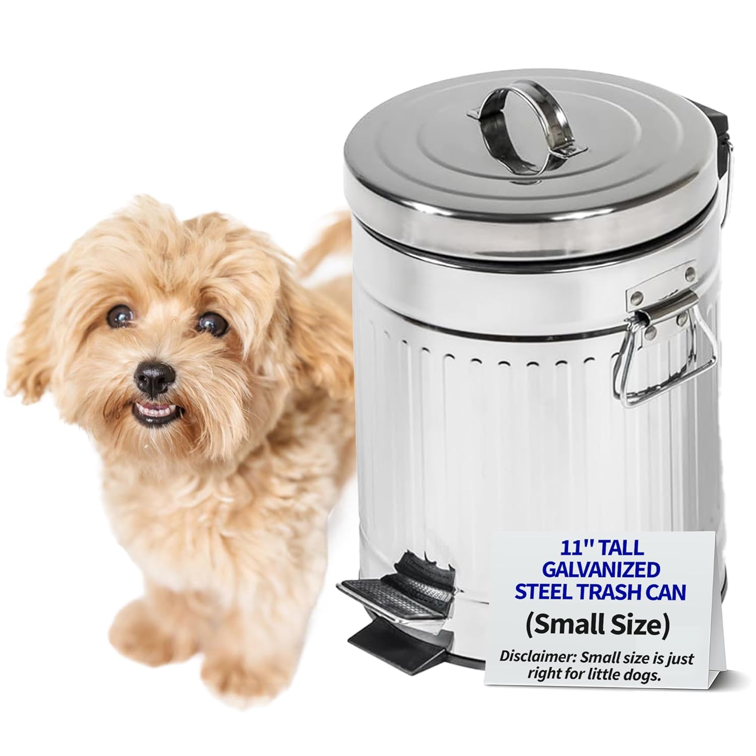 Pet Fit For Life 11in Tall Galvanized Steel Trash Can for Pets