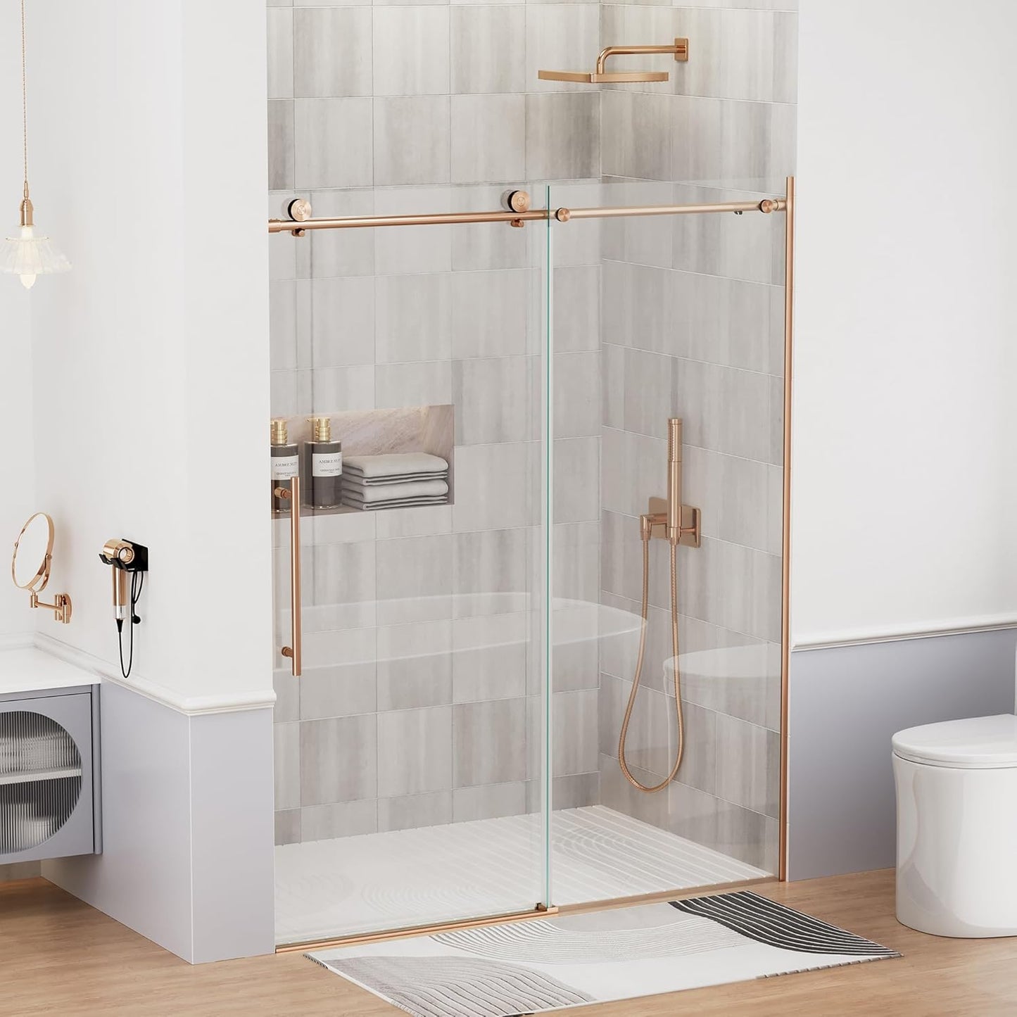 Frameless Sliding Shower Door 56-60 in W x 75 in H for Modern Baths