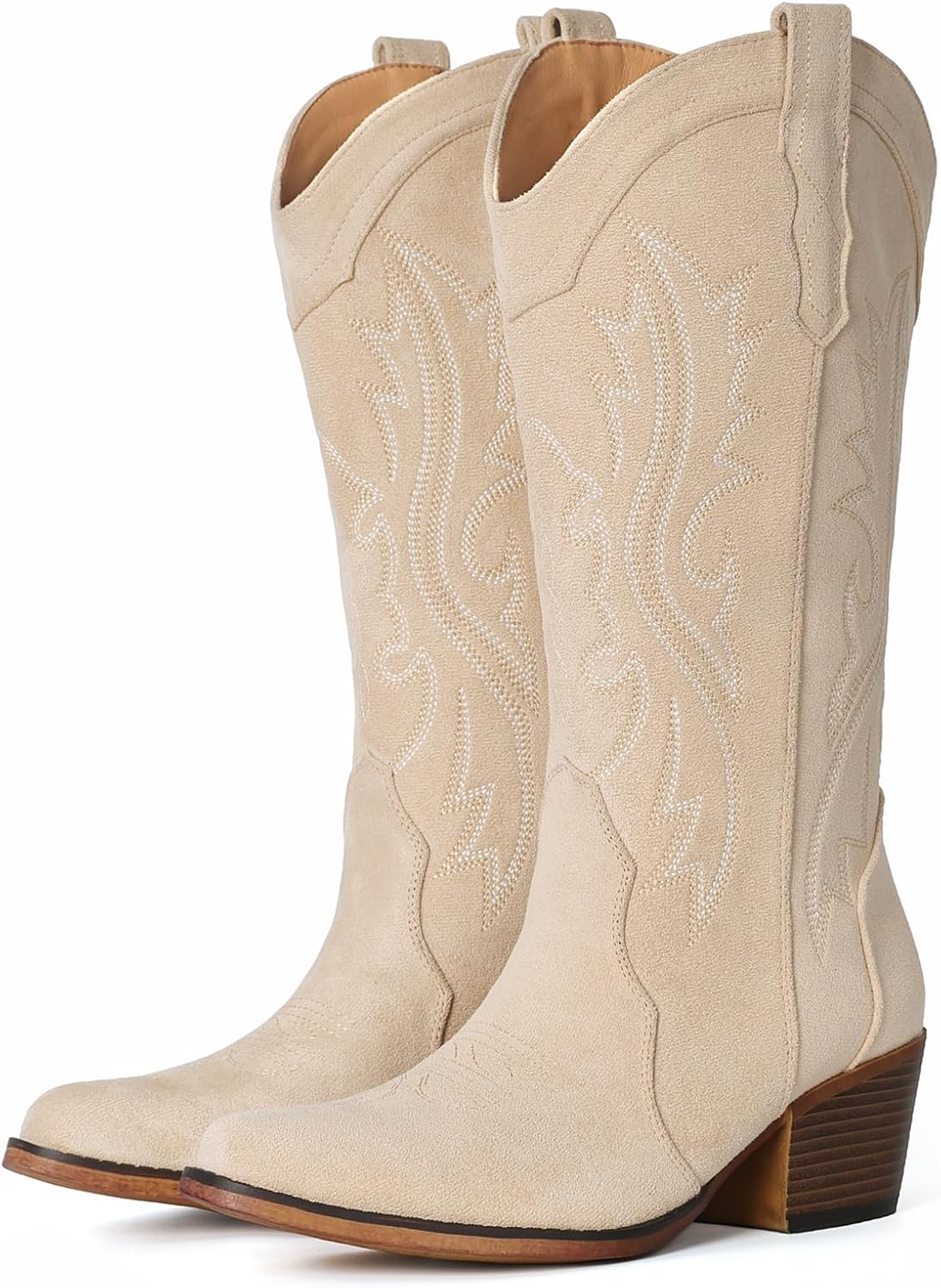 IUV Cowboy Boots for Women with Chunky Heel and Snip Toe