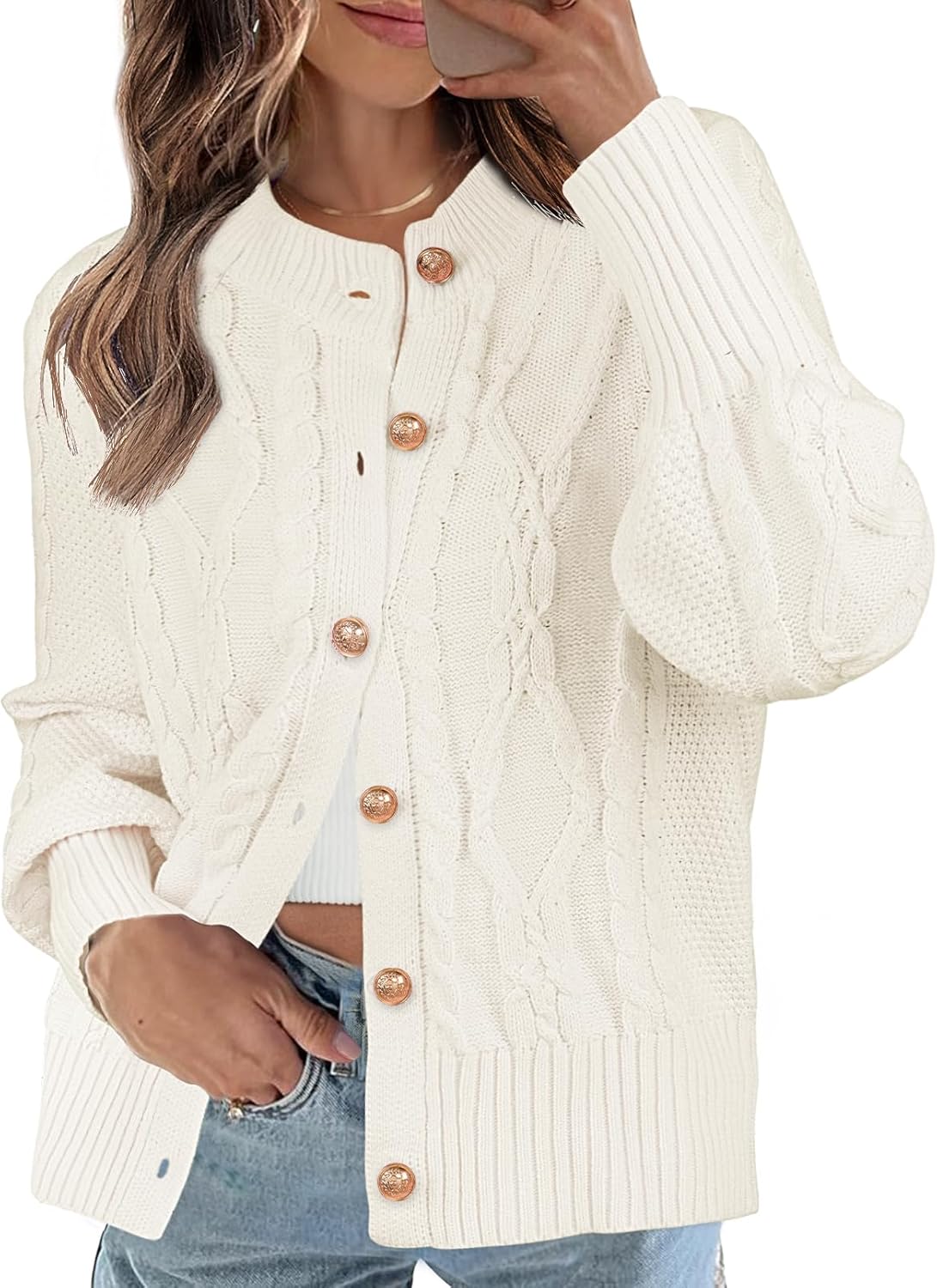 MEROKEETY Women's 2024 Fall Long Sleeve Cardigan Sweater