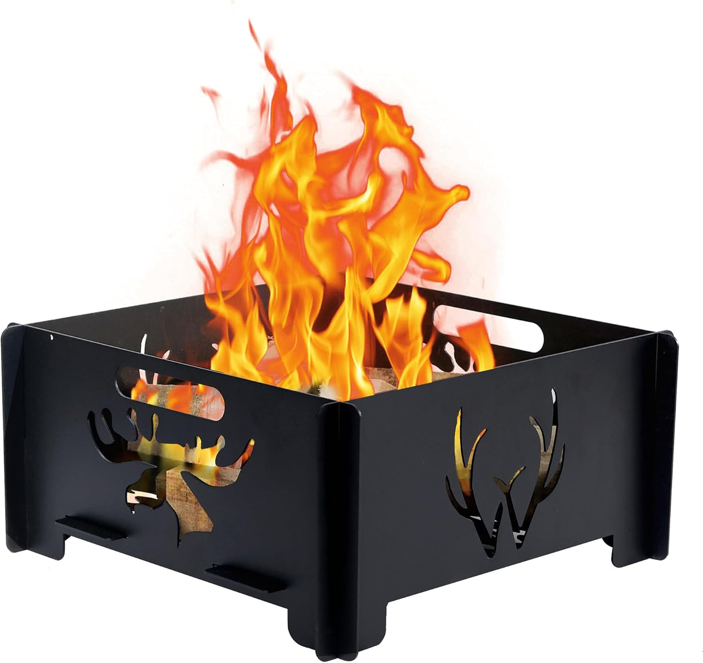 24 Inch Portable Square Fire Pit for Camping and Backyard Fun
