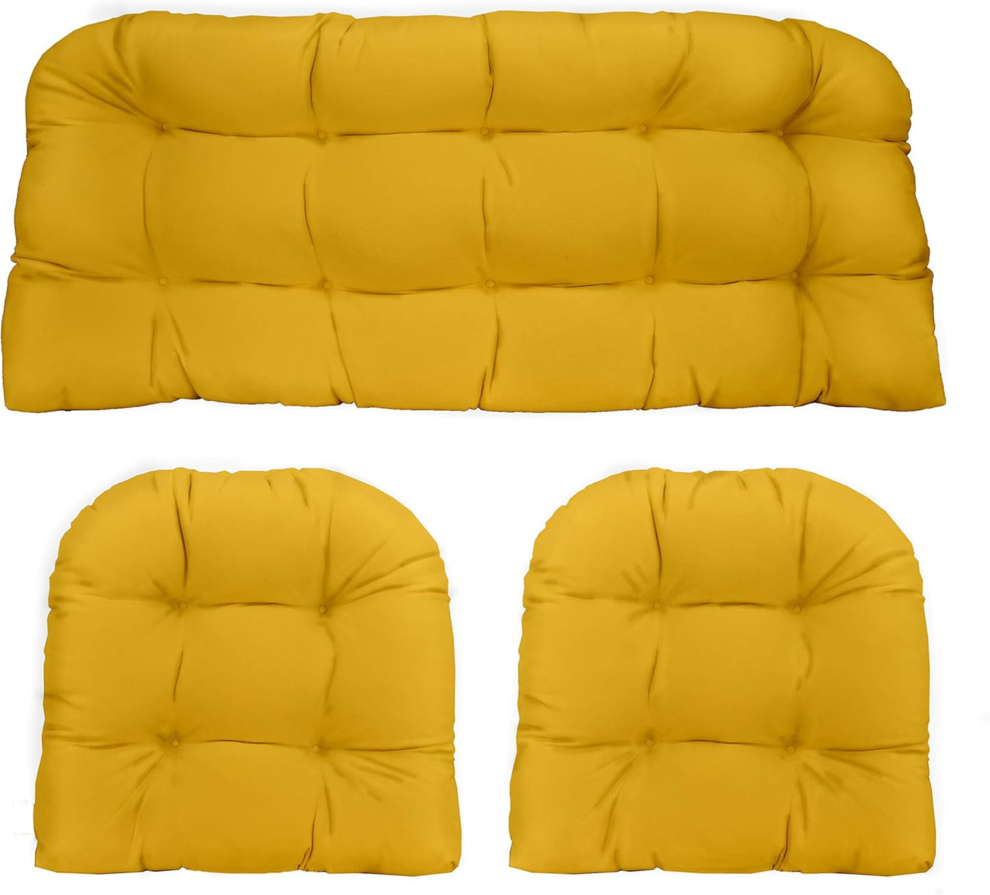 3-Piece Wicker Tufted Cushion Set for Outdoor Furniture Comfort