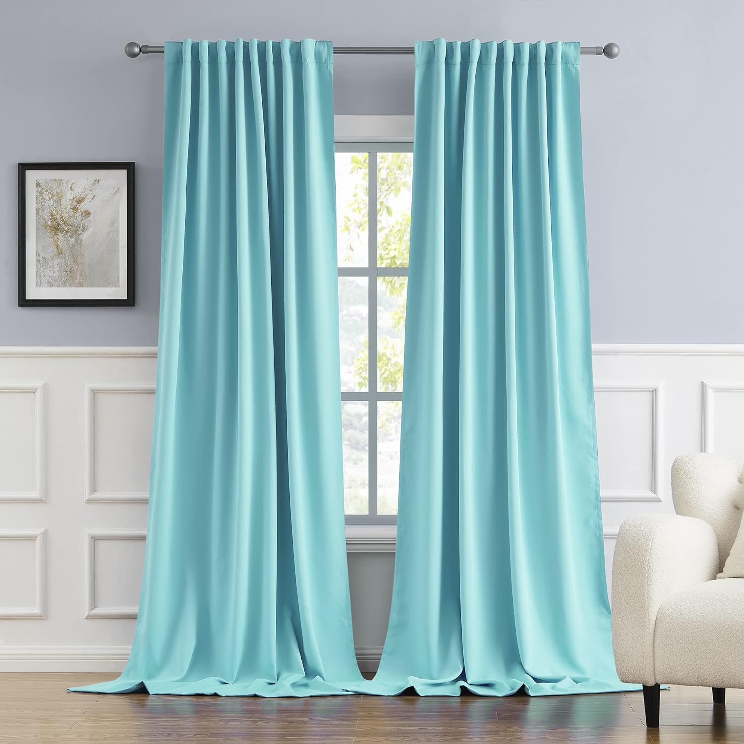 DUALIFE Thermal Insulated Blackout Curtains for Bedroom 52 x 132