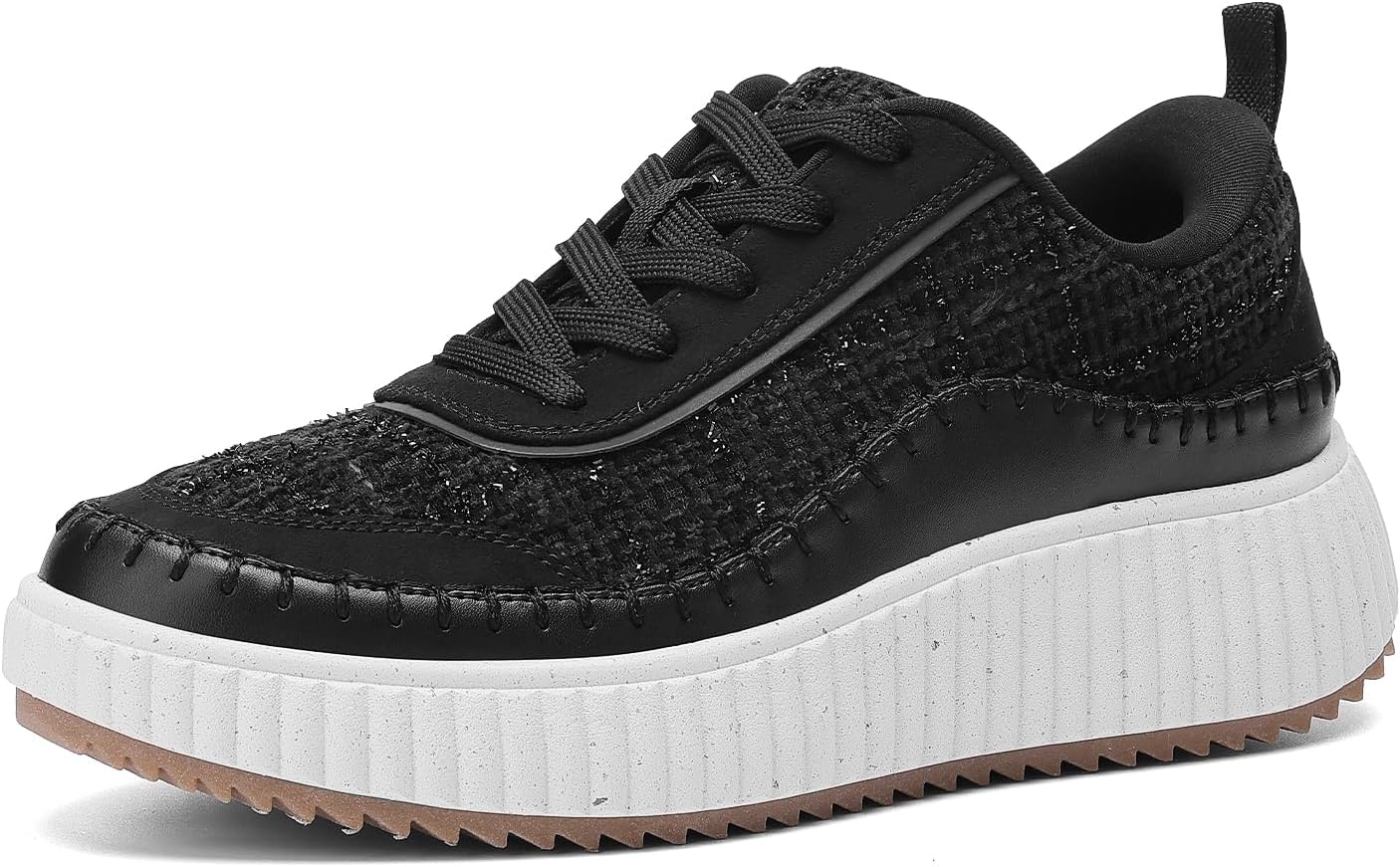 DREAM PAIRS Women Chunky City Tweed Platform Fashion Sneakers