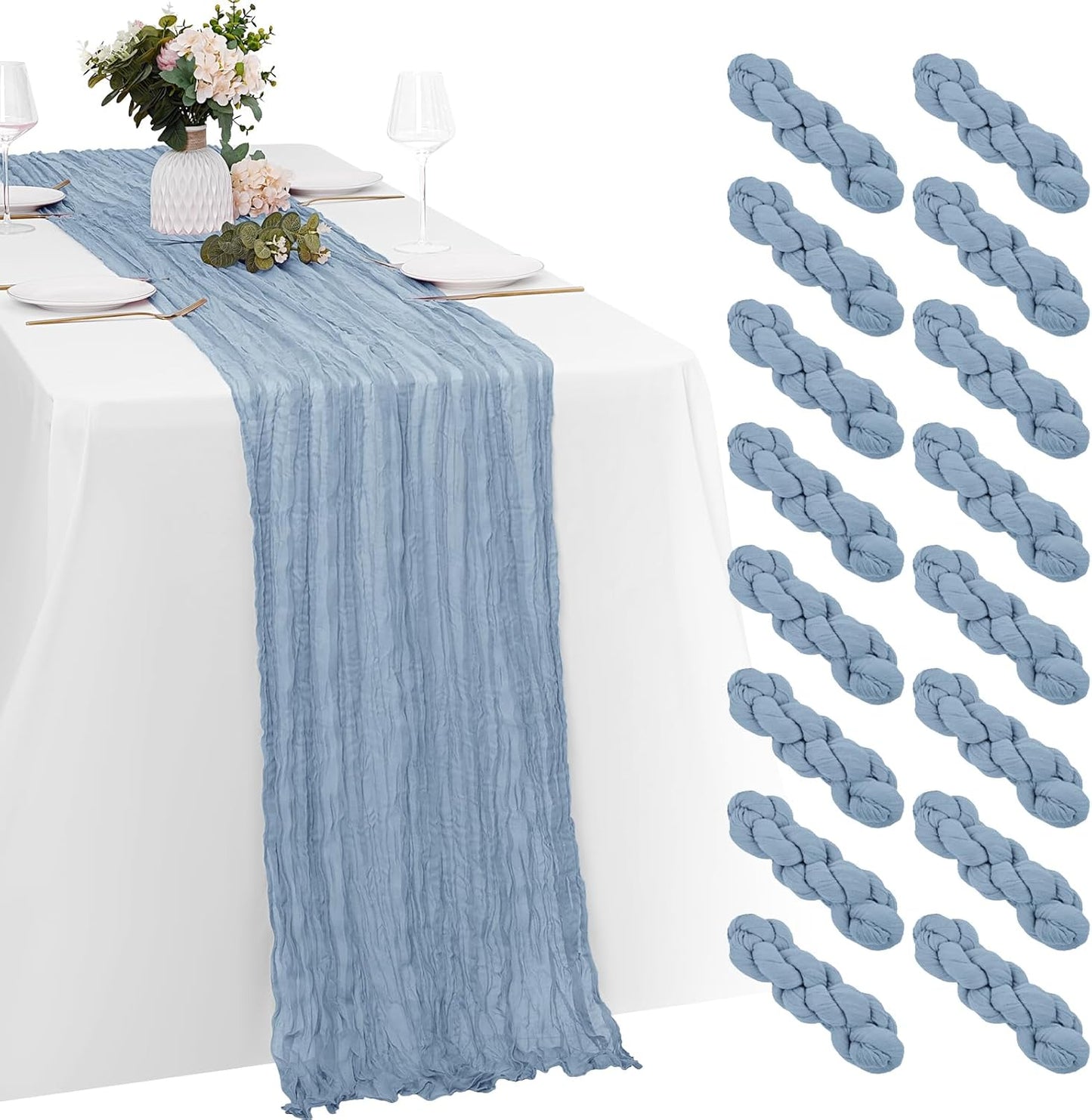Dusty Blue Cheesecloth Table Runners for Elegant Events
