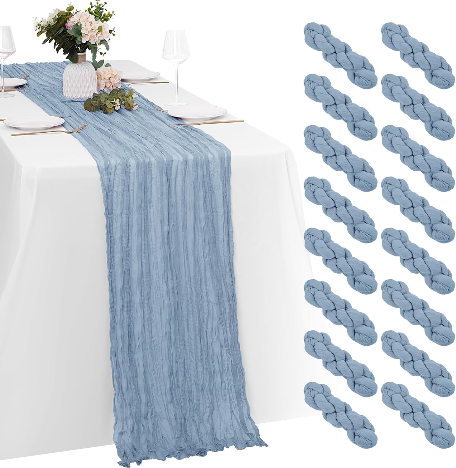 Dusty Blue Cheesecloth Table Runners for Elegant Events