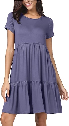 levaca Women Summer Ruffle Loose Swing Casual Dress Review