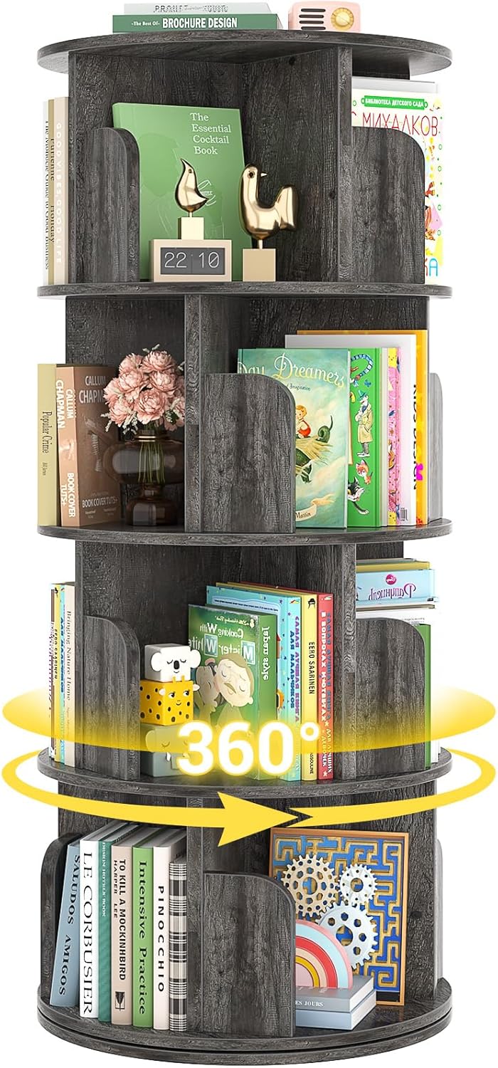 Rotating Bookshelf for Small Spaces - 360 Display Bookcase