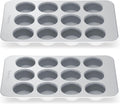 Caraway Non-Stick Ceramic 12-Cup Muffin Pan Duo - Clean Release