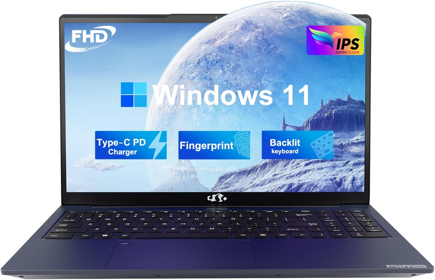 NIMO 15.6 FHD Student Laptop with Backlit Keyboard and Fingerprint