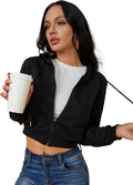Women's Cropped Zip Up Hoodie Jacket - Lightweight Casual Layer